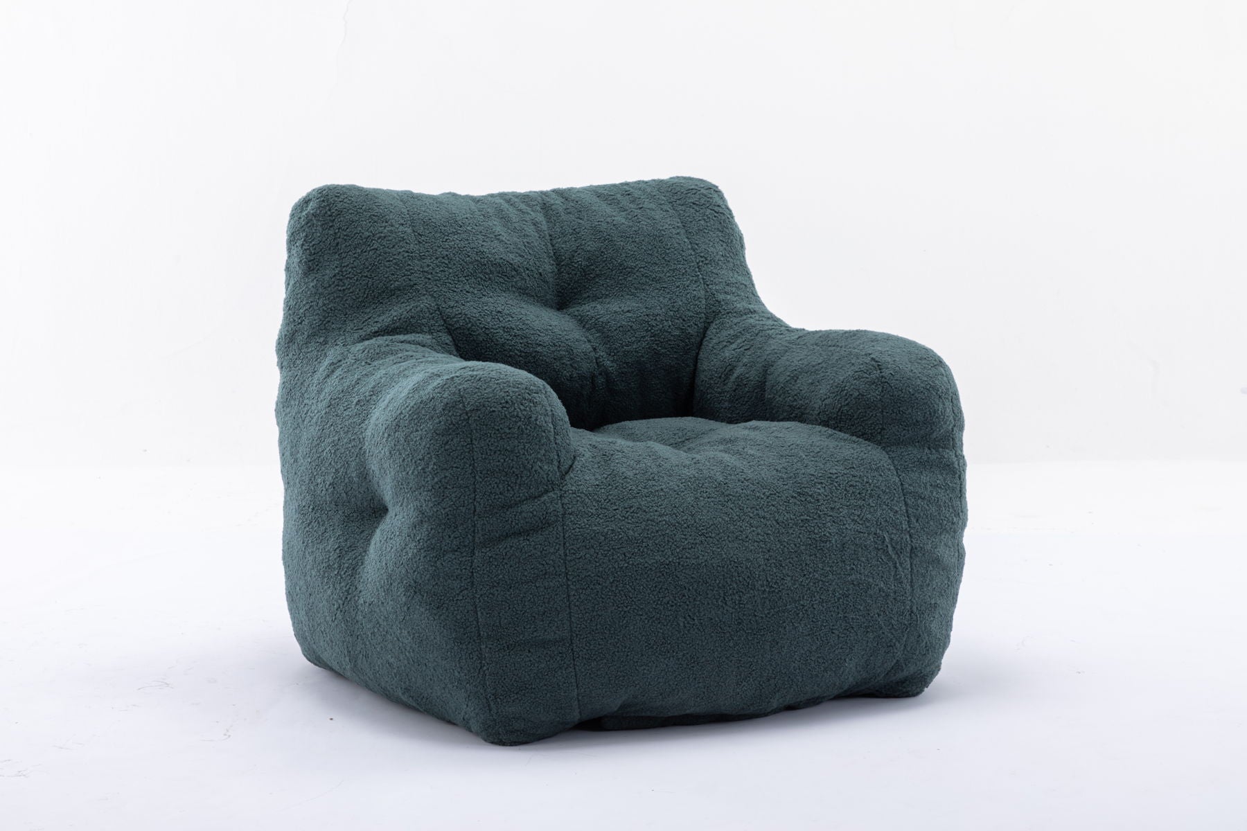 Soft Teddy Fabric Tufted Foam Bean Bag Chair With Teddy Fabric