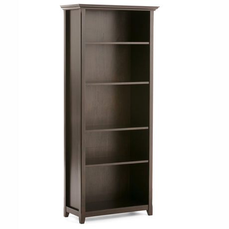 Amherst - 5 Shelf Bookcase, Handcrafted Dark Brown by Simpli-Home | Bel Furniture