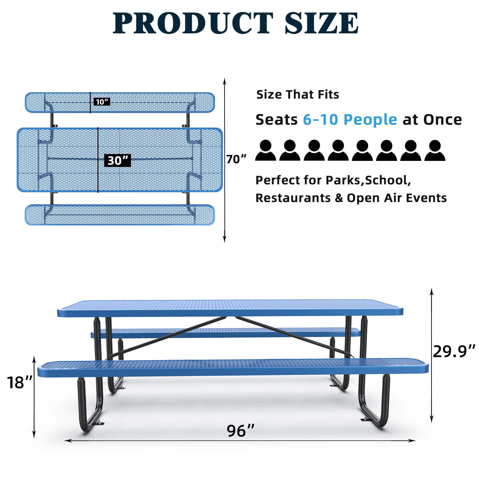 Metal Expanded Rectangular Picnic Table