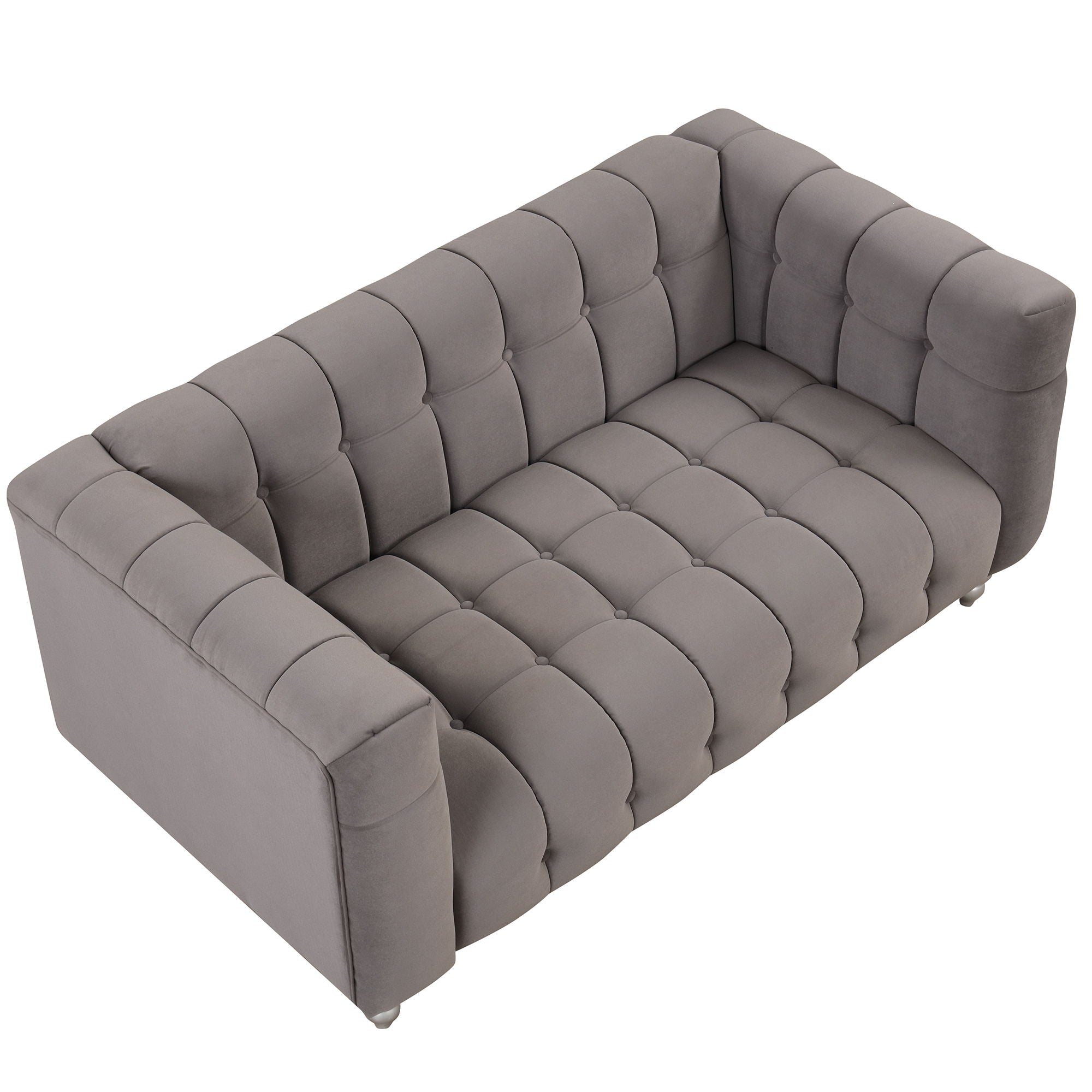 Modern Sofa Dutch Fluff Upholstered Sofa With Wood Legs, Buttoned Tufted Backrest