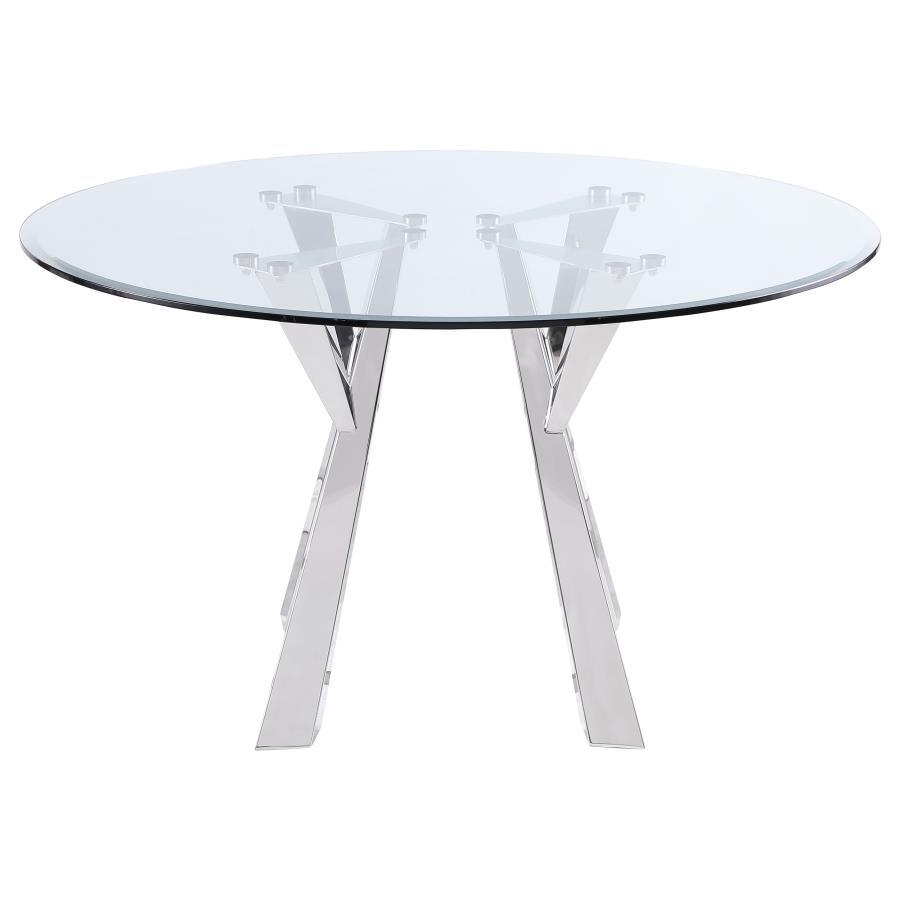 Alaia - Round Clear Glass Top Dining Table - Chrome by Coaster Fine Furniture | Bel Furniture