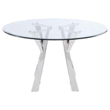 Alaia - Round Clear Glass Top Dining Table - Chrome by Coaster Fine Furniture | Bel Furniture