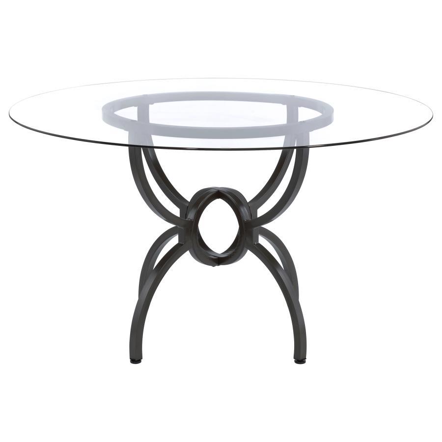 Aviano - Round Glass Top Metal Dining Table - Gunmetal by Coaster Fine Furniture | Bel Furniture