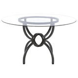 Aviano - Round Glass Top Metal Dining Table - Gunmetal by Coaster Fine Furniture | Bel Furniture