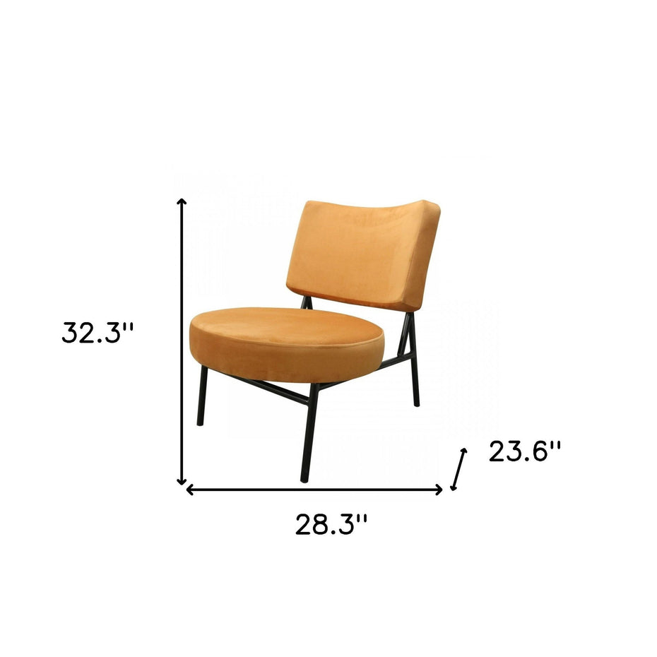 Contemporary Rectangle And Circle Accent Chair - Orange