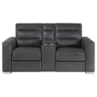 Yamein - Power Reclining Loveseat With Bookcase Arms And LED Lights - Charcoal
