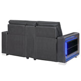 Yamein - Power Reclining Loveseat With Bookcase Arms And LED Lights - Charcoal