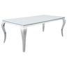 Carone - Rectangular Glass Top Dining Table White 81"W x 41"D x 30"H by CoasterEssence | Bel Furniture