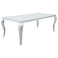 Carone - Rectangular Glass Top Dining Table White 81"W x 41"D x 30"H by CoasterEssence | Bel Furniture