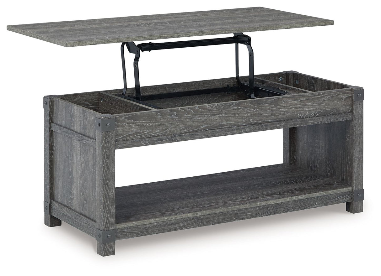 Freedan - Rect Lift Top Cocktail Table - Grayish Brown