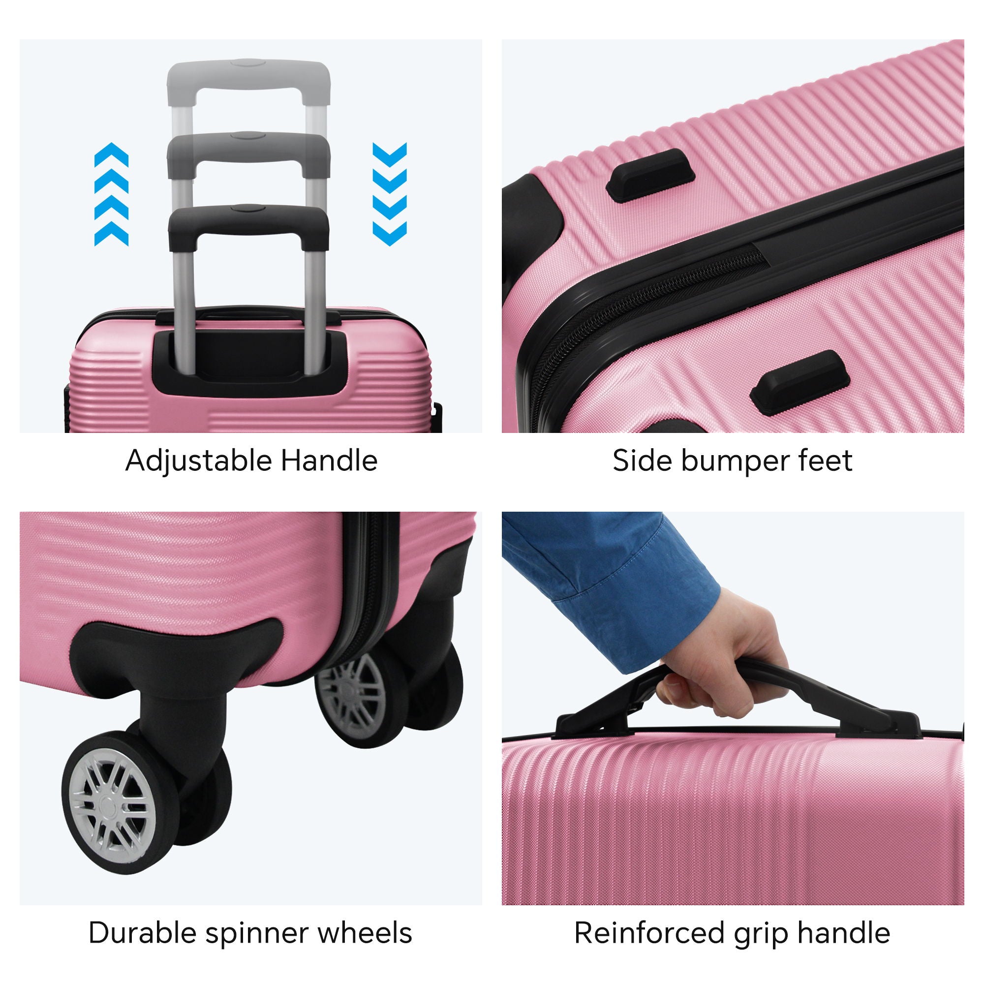 Luggage 4 Piece Set With Spinner Wheels, Hardshell Lightweight Suitcase With Tsa Lock, Checked Luggage