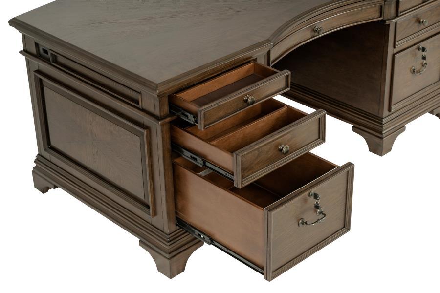 Hartshill - 7-Drawer Executive Desk - Burnished Oak by CoasterElevations | Bel Furniture