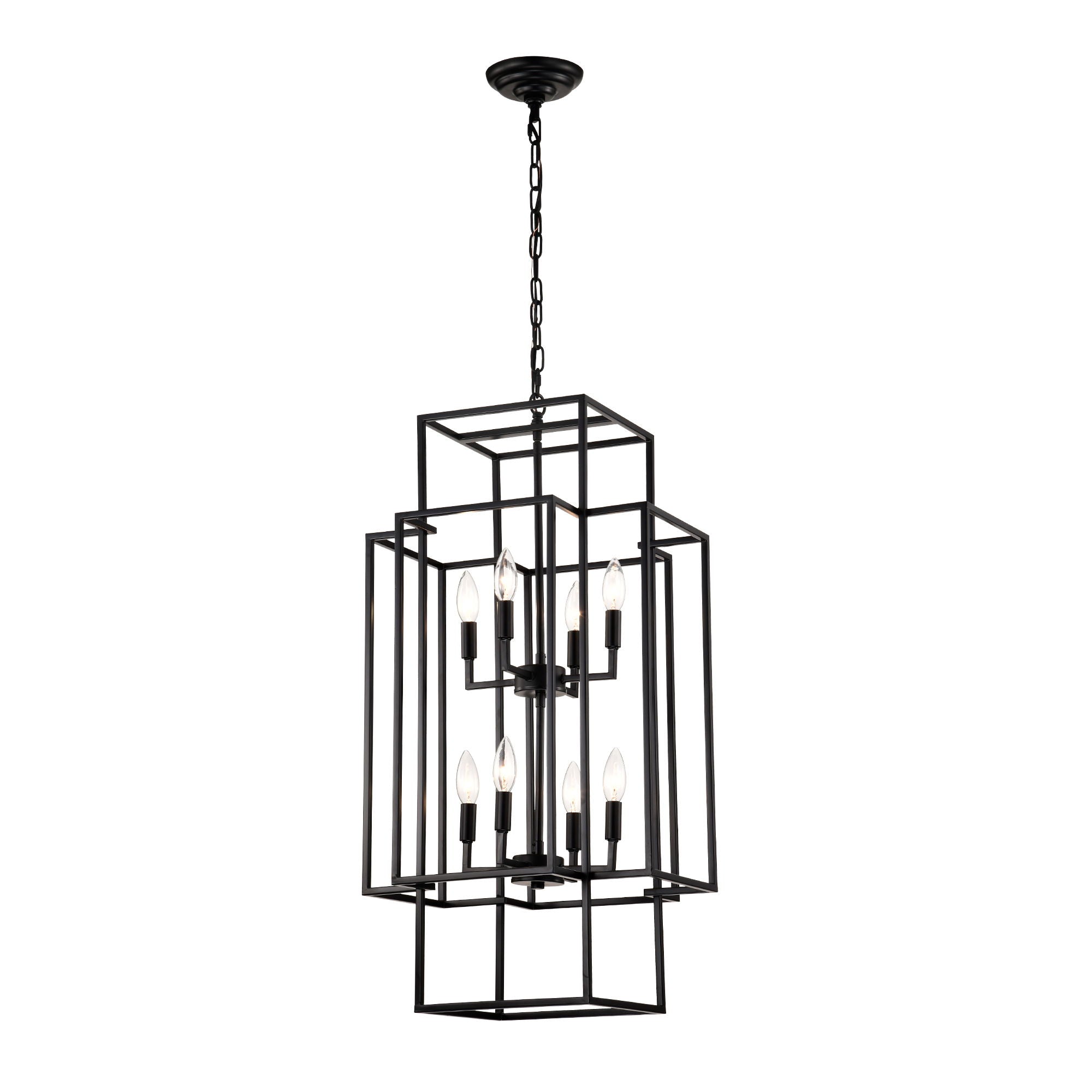 8 Light Lantern Chandelier Lighting, Entryway Chandeliers For High Ceilings, Chandeliers For Dining Room, Foyer, Entry, Staircase, Hallway, Height Adjustable (E12 Bulbs Not Included)