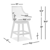 Bahama - Cane High Back Swivel Counter Stool With Recessed Arms Textured Weave - Taupe Beige