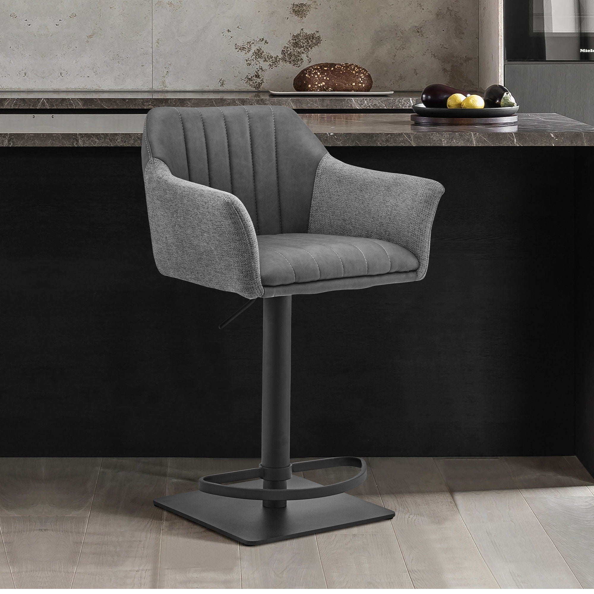 42" Swivel Low Back Adjustable Height Bar Chair - Gray / Black