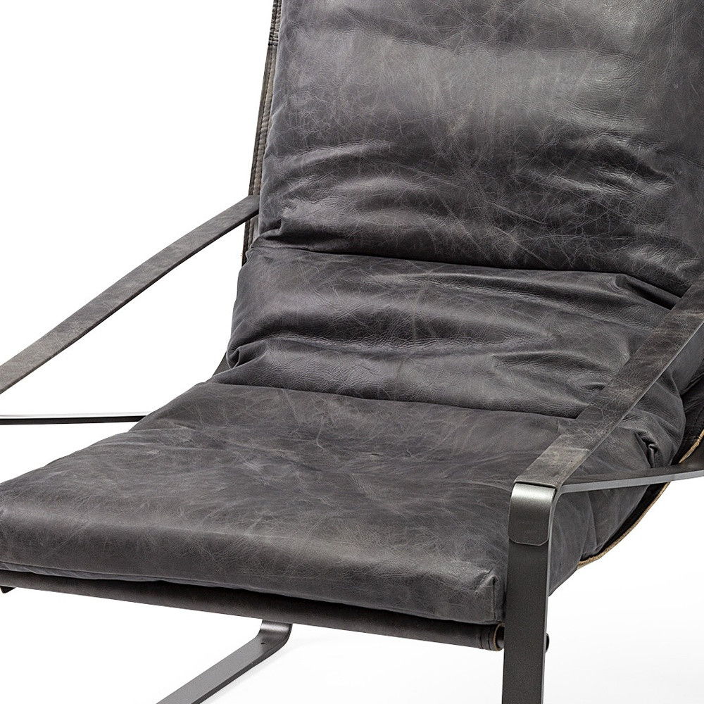 Leather Body Accent Chair With Metal Frame - Black