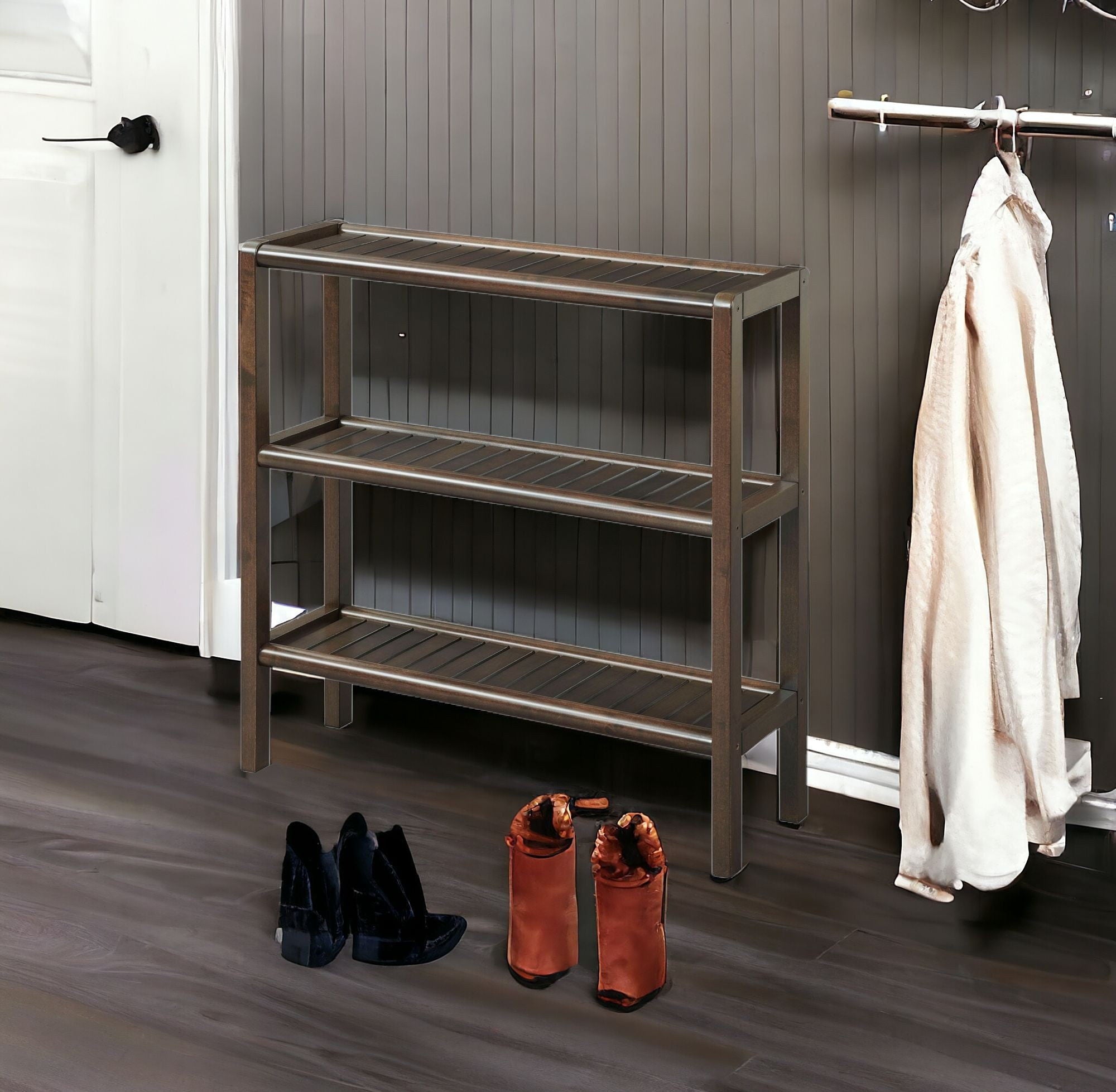 Shoe Rack Shelving Unit - Espresso Brown