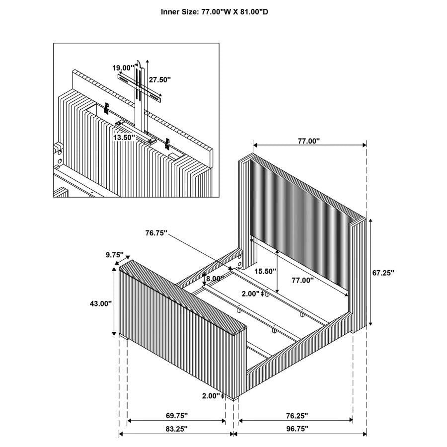 Centergrove - Upholstered Wingback TV Bed