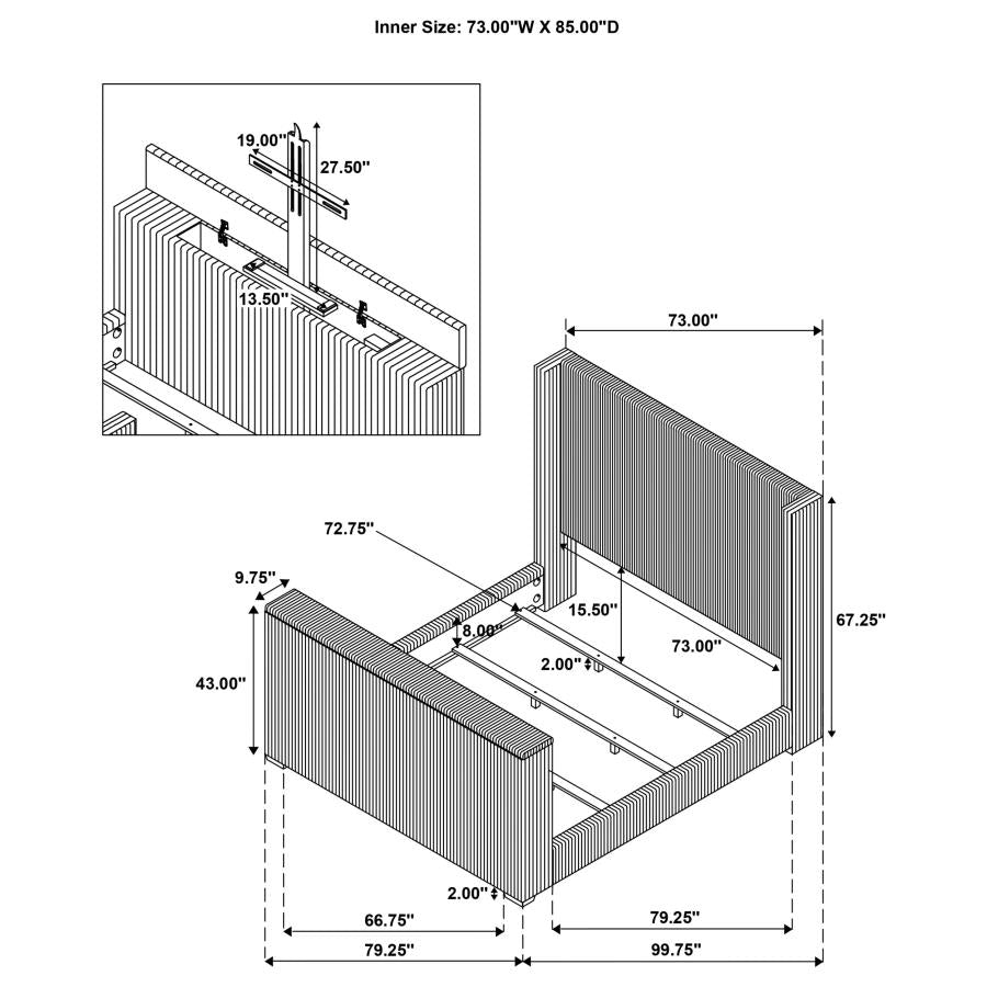 Centergrove - Upholstered Wingback TV Bed