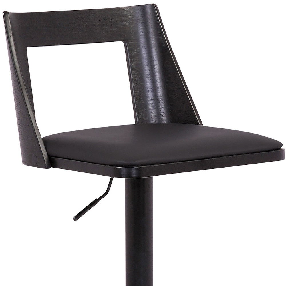 Faux Leather Swivel Adjustable Height Bar Chair - Black