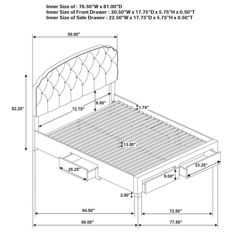 Marianna - 4-Drawer Upholstered Storage Bed
