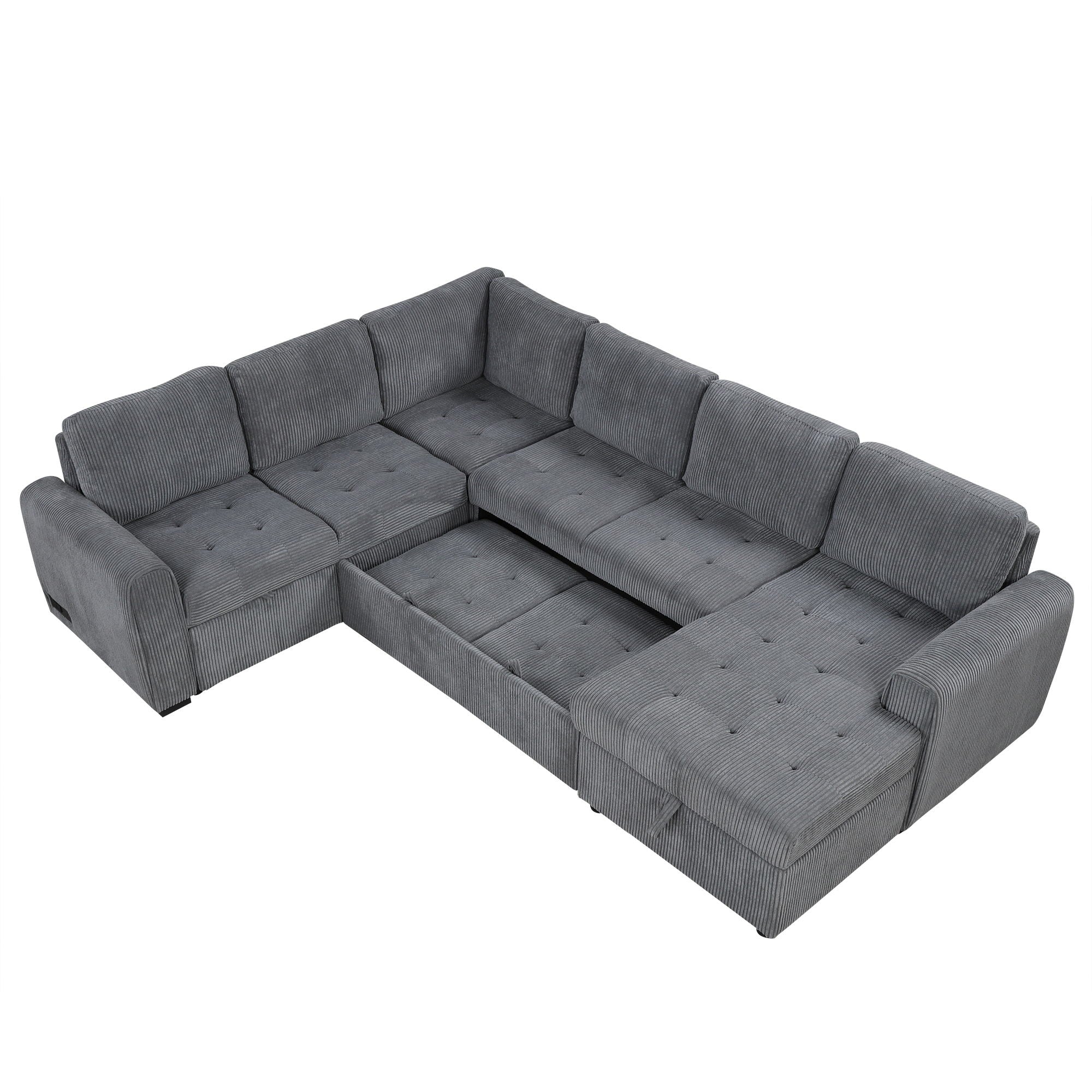 U-Shaped Sofa Sectional Sofa Pull-Out Sofa Bed With A Storage Chaise Lounge, Charging Devices For Living Room