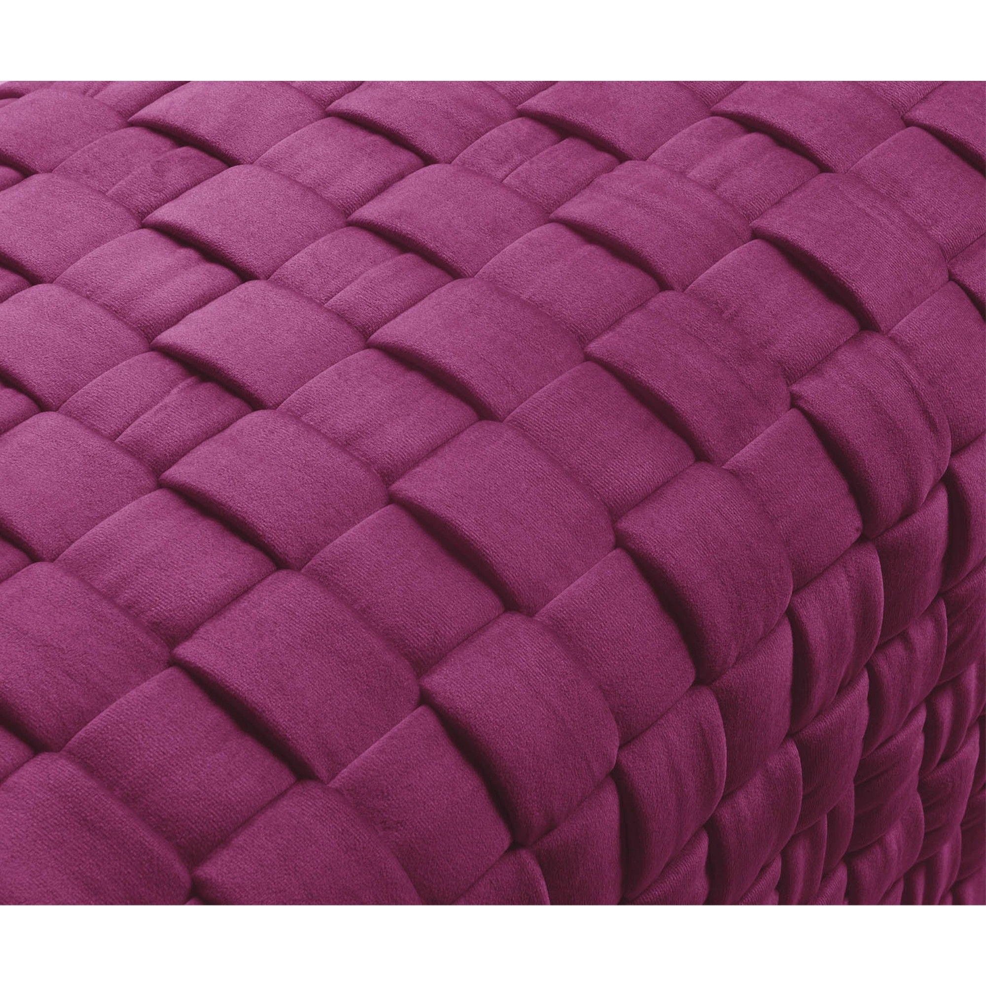 Velvet Ottoman - Fuchsia / Gold