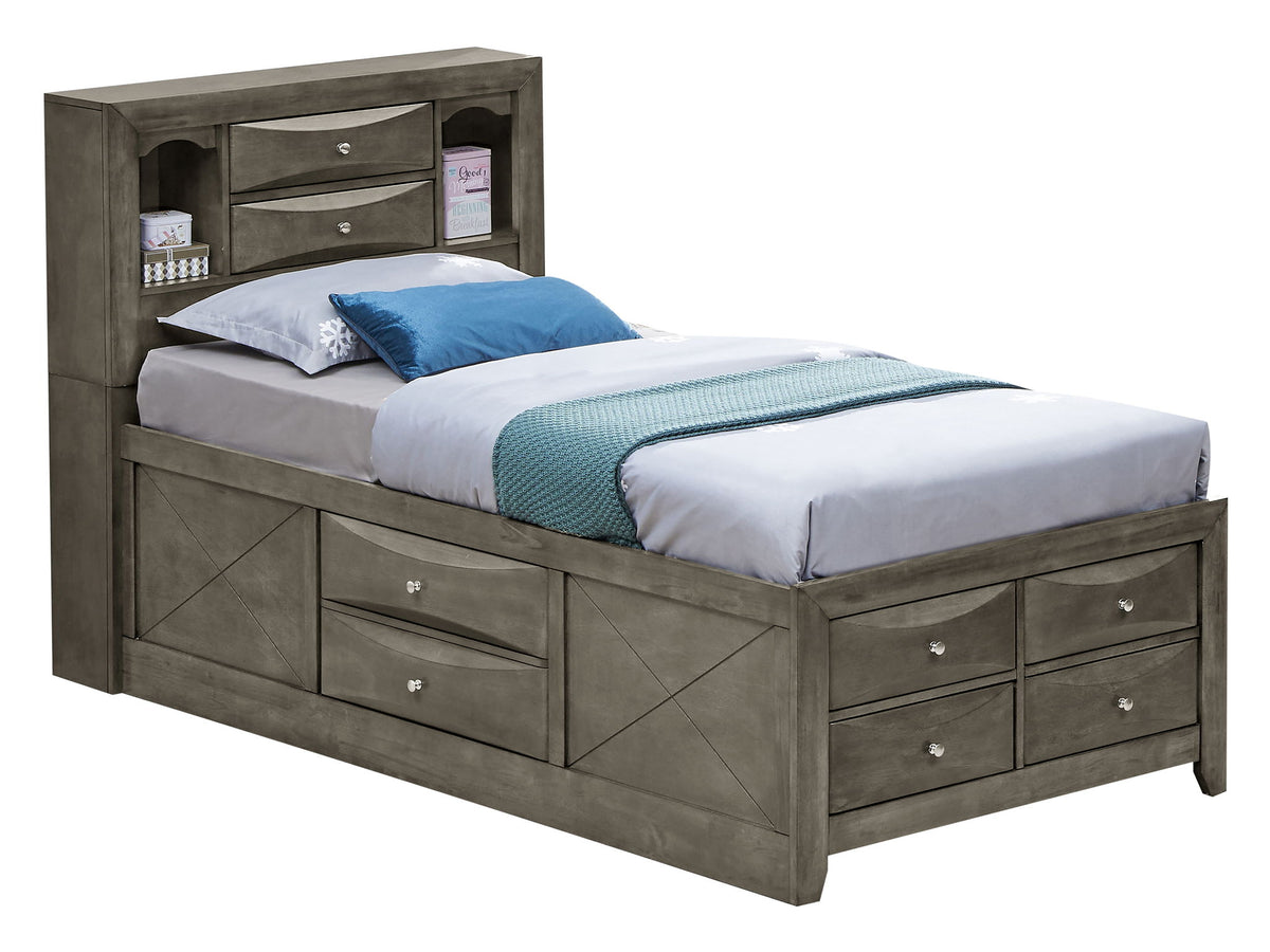 Modern Design Storage Bed With Bookcase Headboard