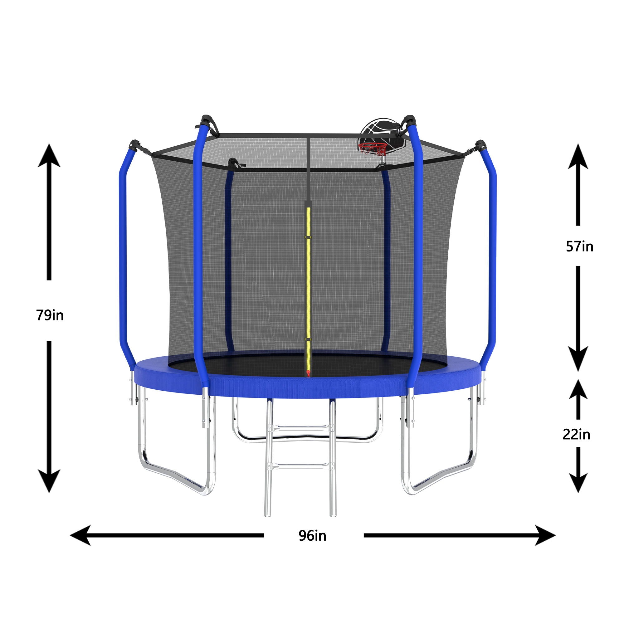 Trampoline With Basketball Hoop, Astm Approved Reinforced Type Outdoor Trampoline With Enclosure Net