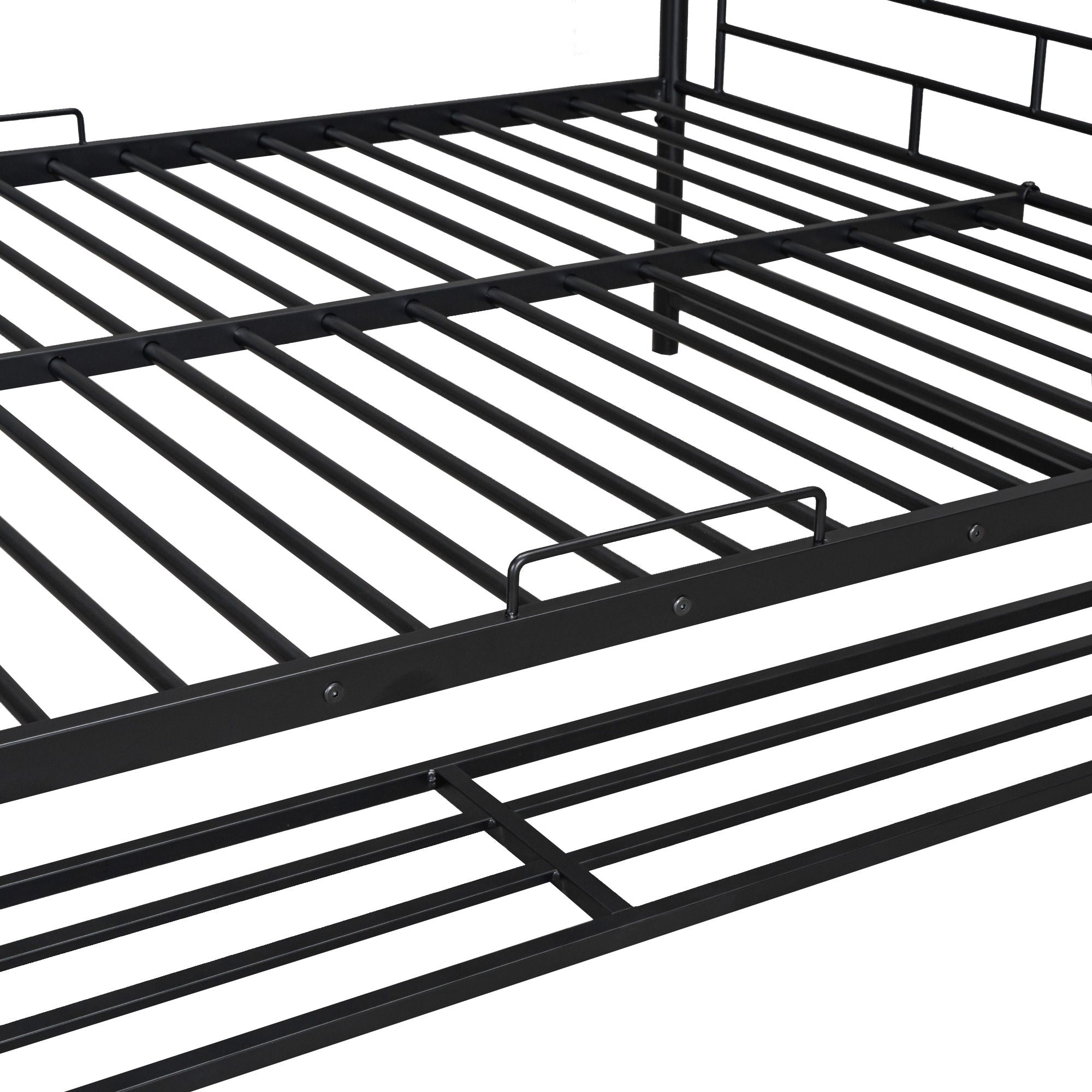 Metal Bunk Bed With Shelf And Guardrails