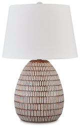 Darrich - Beige / White - Metal Table Lamp by Signature Design by Ashley® | Bel Furniture