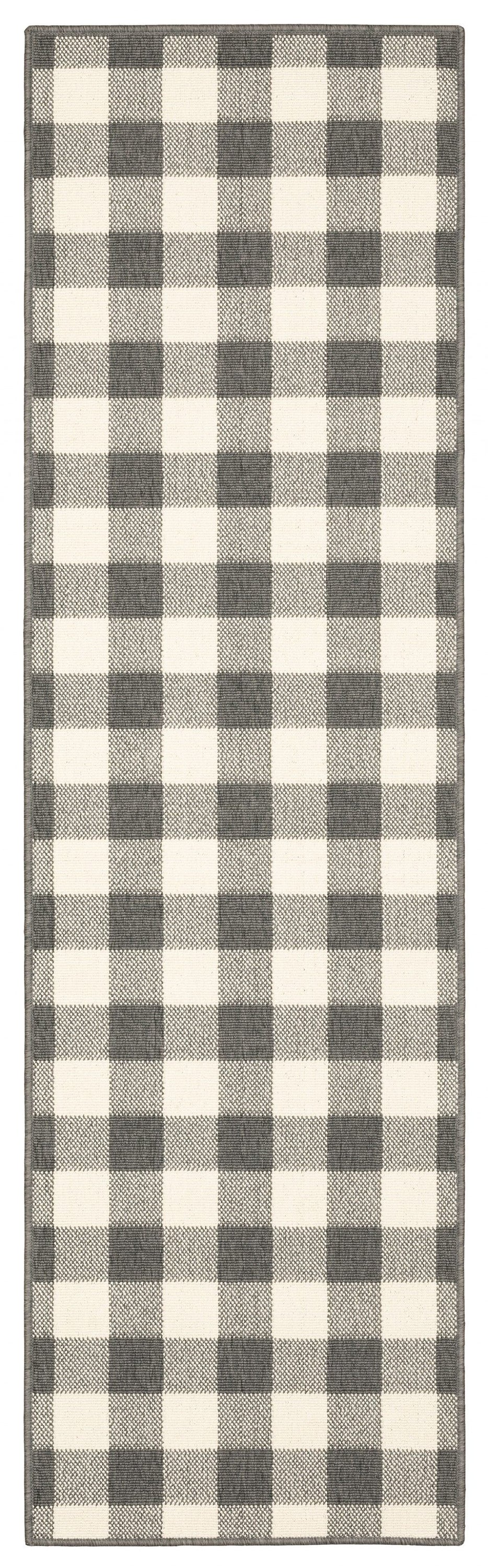 2' X 8' Indoor / Outdoor Area Rug - Gray / Ivory