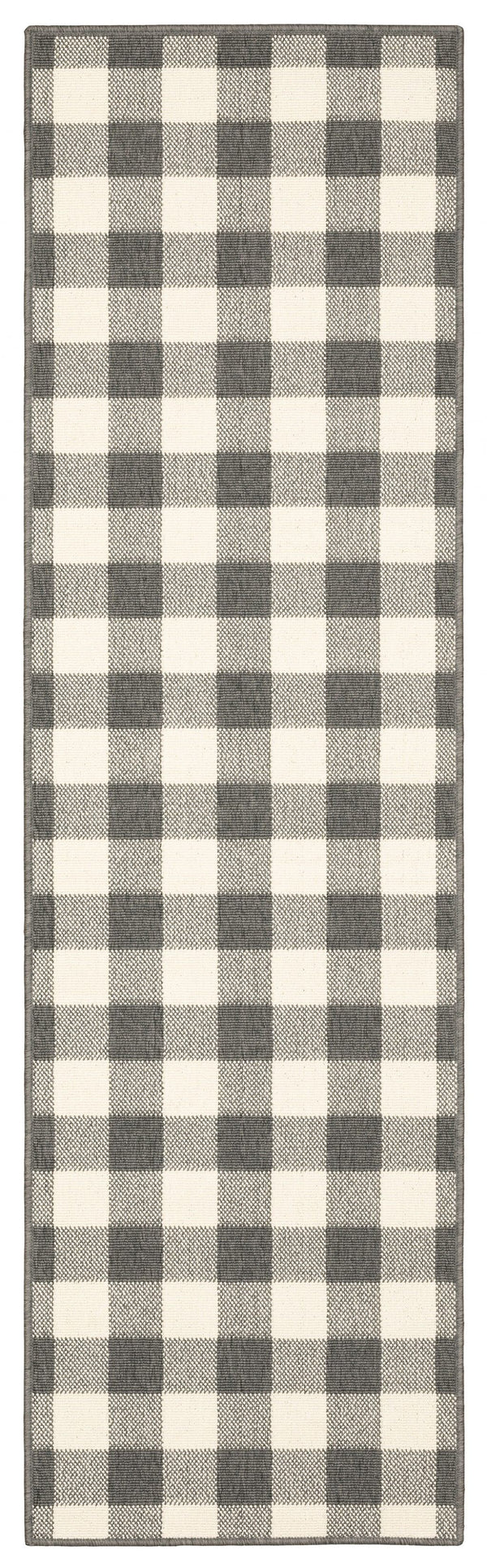 2' X 8' Indoor / Outdoor Area Rug - Gray / Ivory