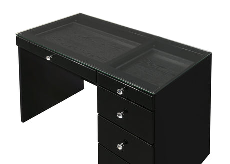 Morgan - Vanity Desk With Glass Top And Led Mirror by Crown Mark | Bel Furniture