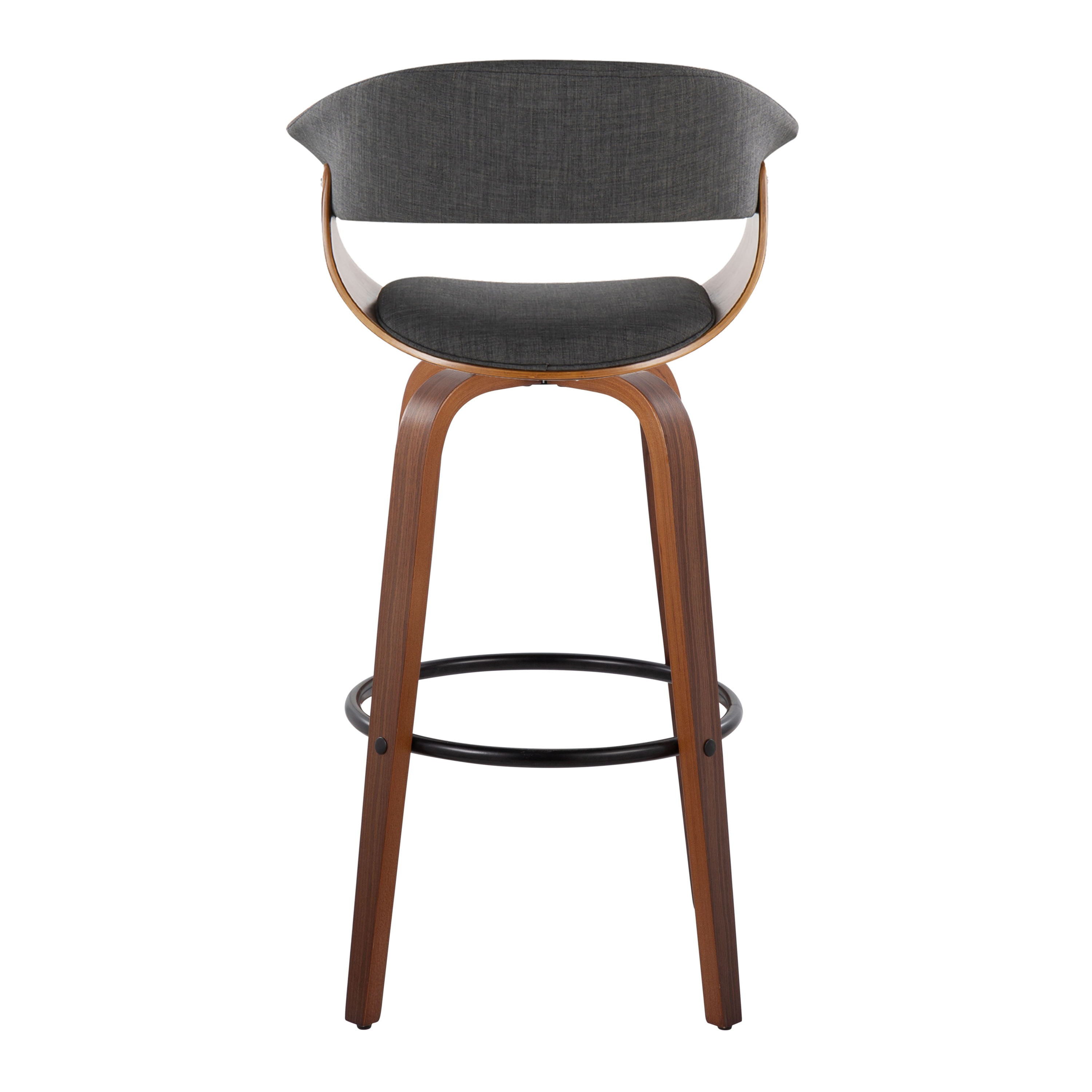 Vintage Mod - Mid Century Modern Fixed Height Barstool With Swivel & Round Footrest (Set of 2)