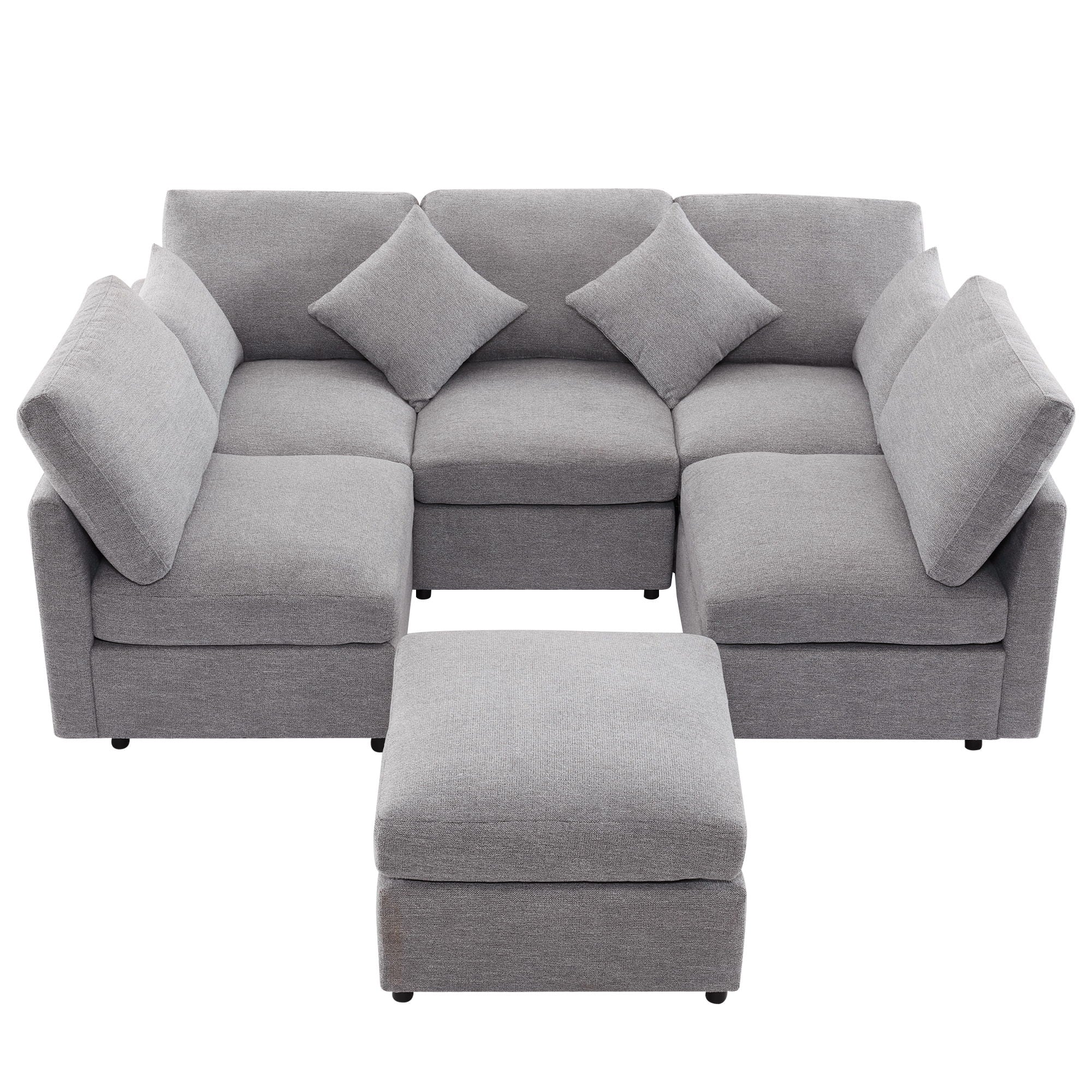 Sectional Sofa Modular Sofa U - Shaped Sofa Couch Sofa Bed L - Shaped Sofa With A Movable Ottoman And Two USB Ports For Living Room