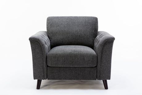 Stanton - Linen Chair With Tufted Arms - Dark Gray by Lilola Home | Bel Furniture