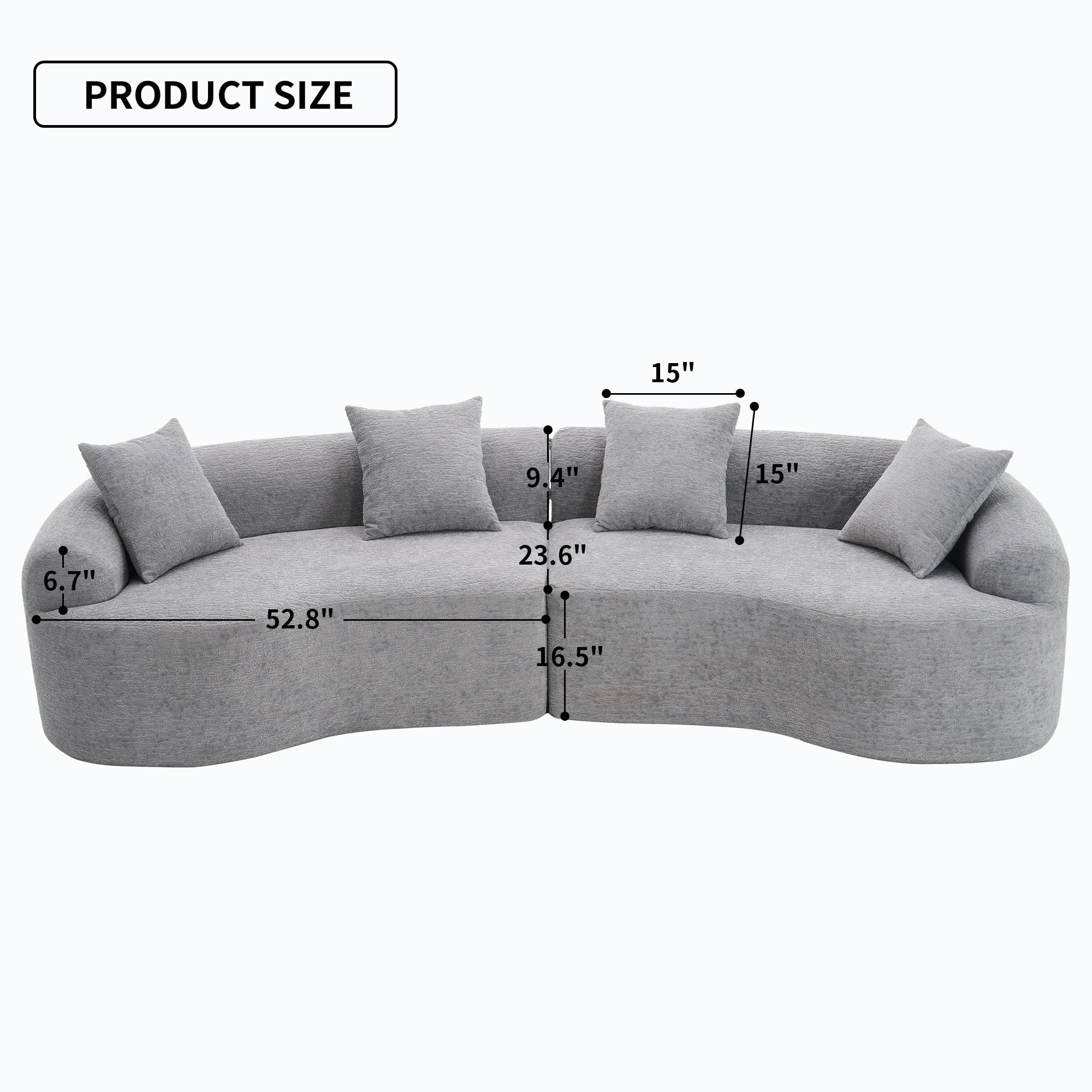 4 Seater Sofa With Chenille Fabric, 30D, 60 Hardness Full Sponge, 4 Pillow For Living Room, Home Furniture Sleeper Sectional Sofa For Apartment