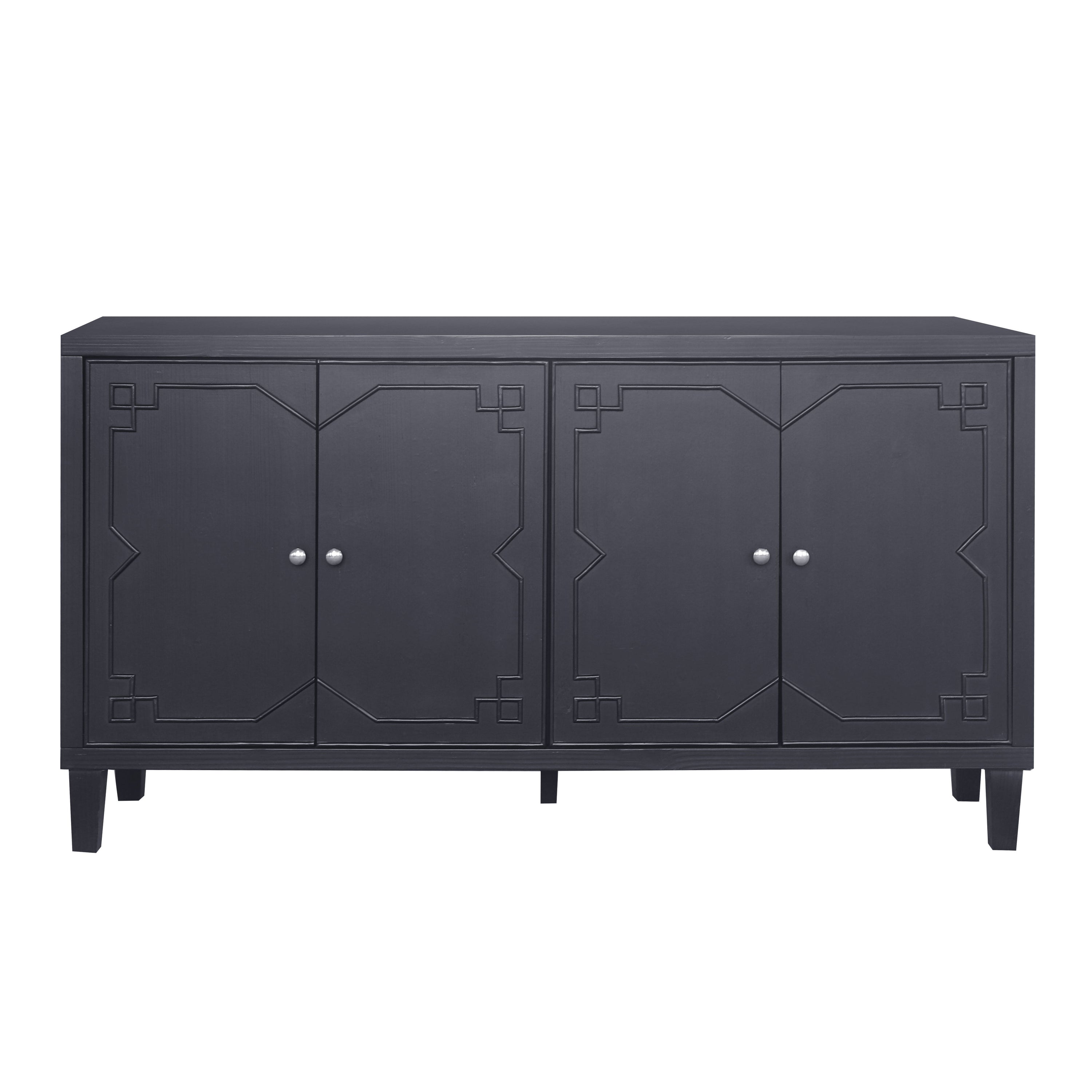 Accent Cabinet 4 Door Wooden Cabinet Sideboard Buffet Server Cabinet Storage Cabinet, For Living Room, Entryway, Hallway, Office, Kitchen And Dining Room - Matte Black