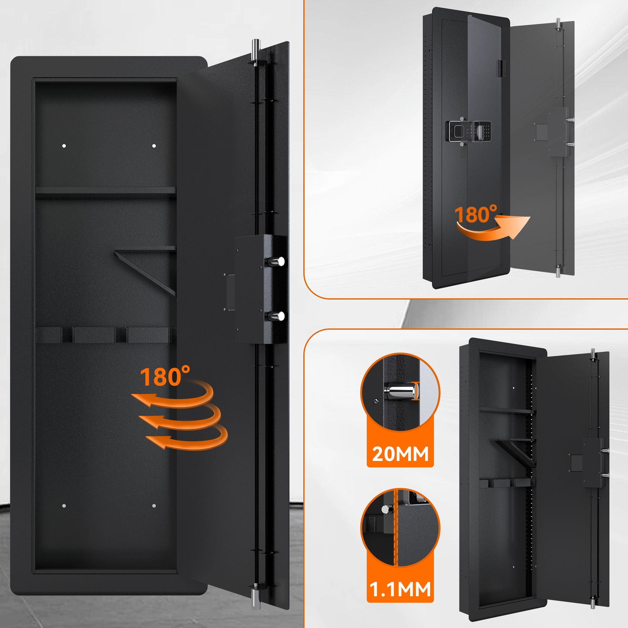 Wall Gun Safe, Gun Safes For Home, Gun Safes & Cabinets, Wall Safes Between The Studs, Quick Access Rifle Safe With Removable Shelf And Digital Keypad