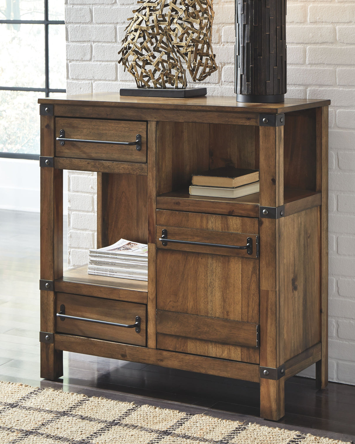 Roybeck - Light Brown / Bronze - Accent Cabinet by Signature Design by Ashley® | Bel Furniture
