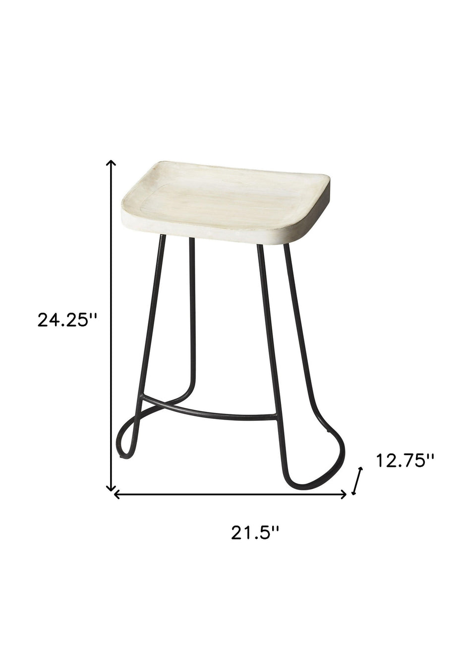 And Iron Backless Counter Height Bar Chair - Off White / Black