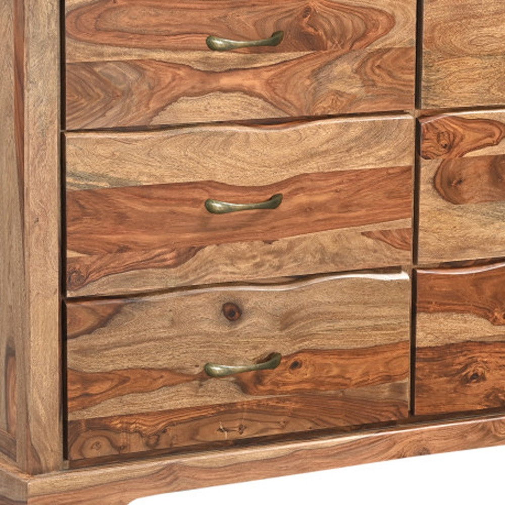 Solid Wood Live Edge Six Drawer Double Dresser - Brown