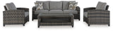 Oasis Court - Gray - Sofa, Chairs, Table Set (Set of 4) by Signature Design by Ashley® | Bel Furniture