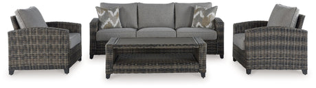 Oasis Court - Gray - Sofa, Chairs, Table Set (Set of 4) by Signature Design by Ashley® | Bel Furniture