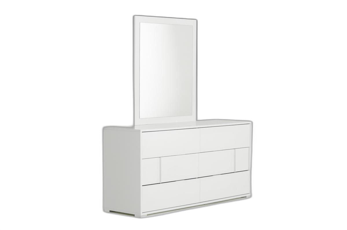 Six Drawer, Double Dresser - White