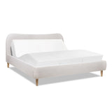 Roman - King Curved Headboard Upholstered Platform Bed - Light Beige