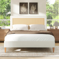 Haley - Upholstered Cane Back Platform Bed by Jennifer Taylor Home | Bel Furniture