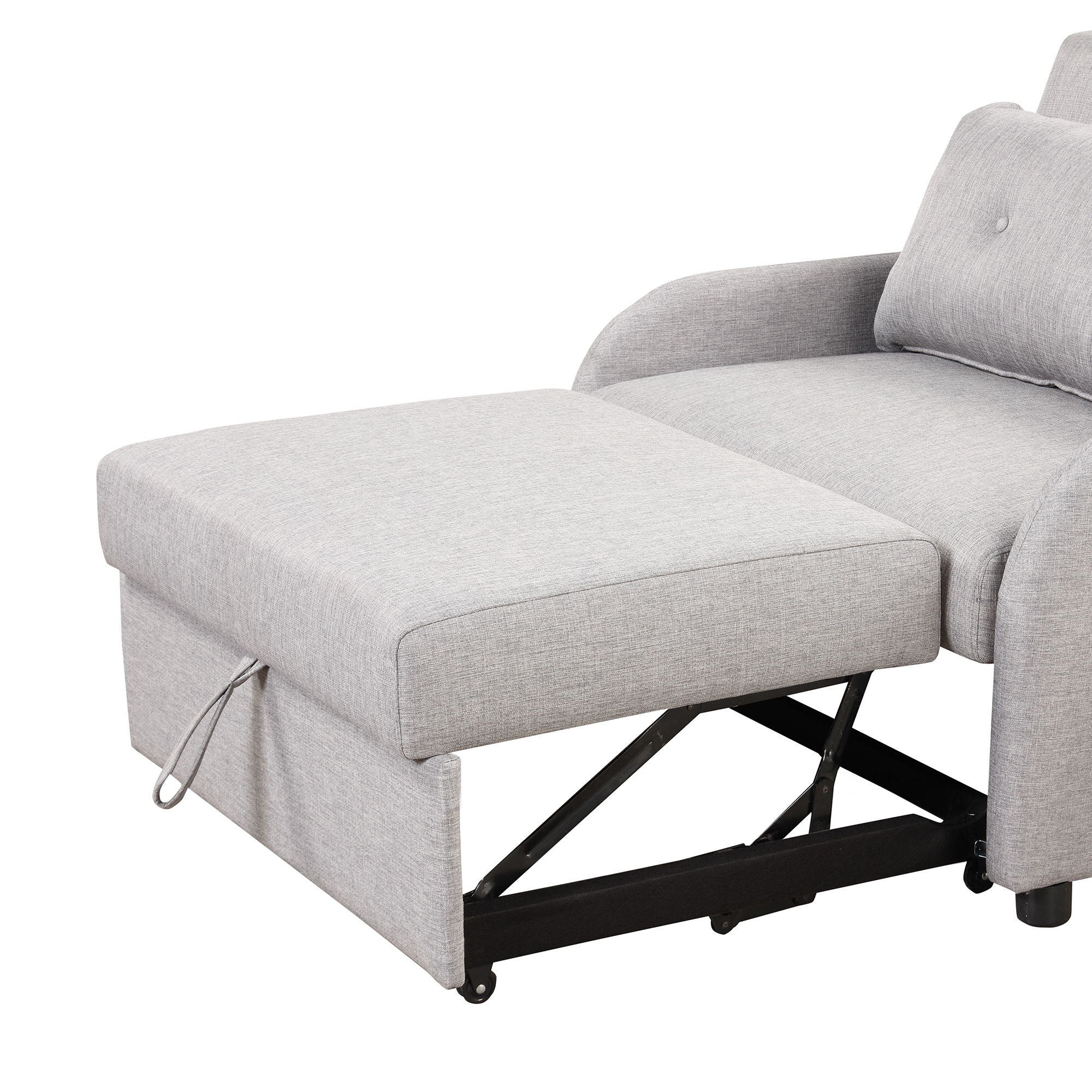 Pull Out Sofa Sleeper 3 In 1 With 2 Wing Table And USB Charge For Nap Line Fabric For Living Room Recreation Room