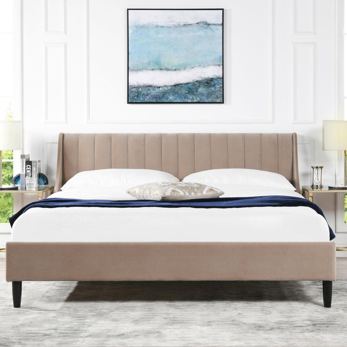 Aspen - Vertical Tufted Modern Headboard Platform Bed Set by Jennifer Taylor Home | Bel Furniture